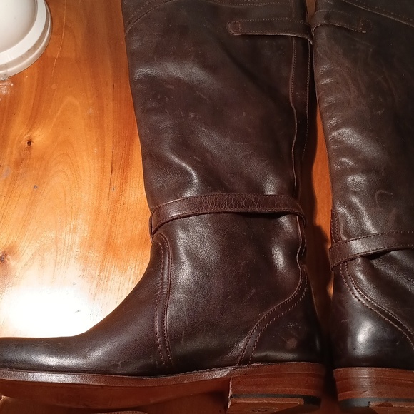 Frye Elegant Brown Leather Knee-High Boots Size 6.5 - Picture 7 of 15